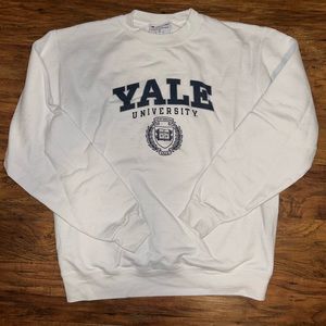 White Champion Yale Crewneck Sweatshirt
